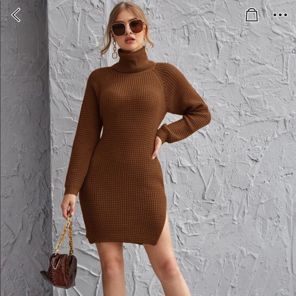 Rolled Neck Sweater Dress